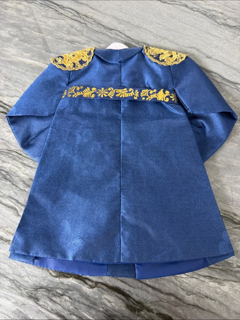 Navy Blue Wine Bottle Robe with Gold Embroidery